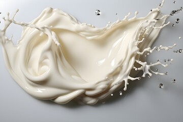 3d  illustration  of milk or white cream splash isolated on white background created  with Generative AI technology