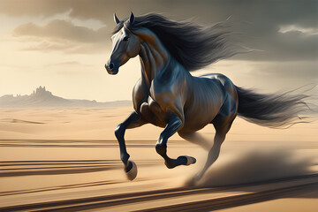 Obraz na płótnie Canvas horse running in the desert