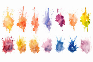 Set of watercolor blobs, isolated on white background