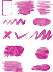 Vector pink color set paint, ink brush, brush strokes, brushes, lines, grungy brushes