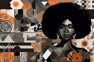 Black woman made from squares circles