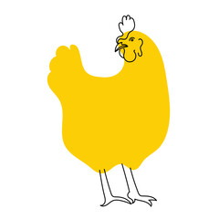 Yellow, fancy chicken. Avatar, badge, poster, logo templates, print. Vector illustration in flat cartoon style
