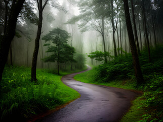 Obraz premium Enchanting forest rain fairytale. Watercolour neutral.