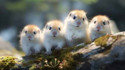 Tiny Arctic Lemmings: Description: The image showcases tiny Arctic lemmings, known for their adorable appearances and vital role as prey in the Arctic food chain