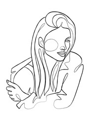 Continuous one line drawing of minimalist woman. Vector illustration.