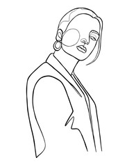 Continuous one line drawing of minimalist woman. Vector illustration.