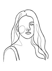 Continuous one line drawing of minimalist woman. Vector illustration.