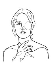 Continuous one line drawing of minimalist woman. Vector illustration.