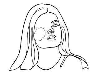 Continuous one line drawing of minimalist woman. Vector illustration.