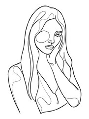 Continuous one line drawing of minimalist woman. Vector illustration.