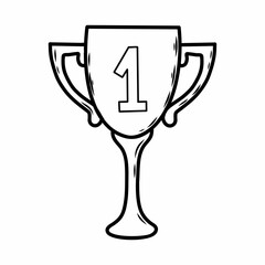 Winners Cup. First place. Vector doodle illustration.