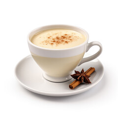 Obraz premium Eggnog in a white cup isolated on white background 