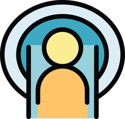 Mri equipment icon outline vector. Magnetic resonance. Medical scanner color flat