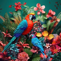 parrot with flower background