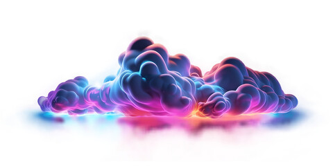 Abstract colorful smoke cloud illuminated with neon light, 3d render. Generative AI