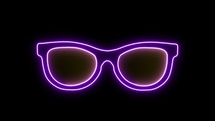 Neon glowing glasses icon isolated on black background, Fashion model glasses in neon light, fantastic trend with neon style effect. Meta verse and viral reality design. Glowing neon line glasses. - Powered by Adobe