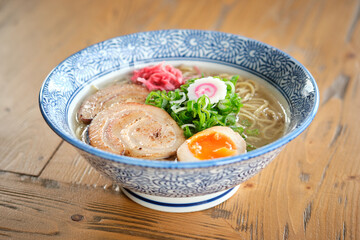 Ceramic bowl filled with hot soup