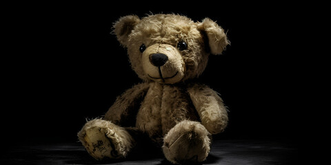 Baby toy teddy bears on a black background