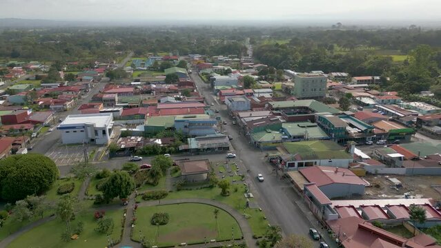 Aerial Drone Video Of The Town La Fortuna In Costa Rica