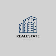 Real estate logo vector design in line art style, linear, creative logo for building architecture company, building logo design template inspiration
