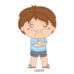 Alphabet U For Upset Vocabulary School Cartoon Illustration Vector Clipart Sticker