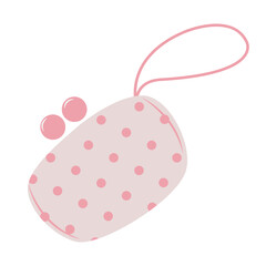 Pink trendy clutch with chain in flat style, barbiecore aesthetic. Vector sketch illustration isolated on white background. Cute design elements.