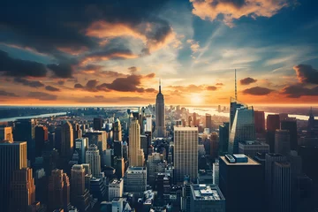 Foto auf Acrylglas Vereinigte Staaten city skyline at sunset downtown ai generated art 