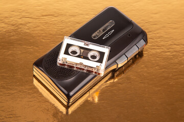 Audio recorder with microcassette. device for working with voice and journalism. analog audio...