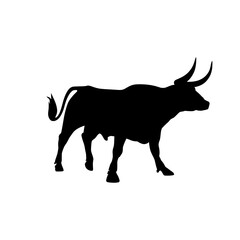 Black silhouette of a bull. Vector illustration of a bull. graphic elements of a matador on white background. black vector icon