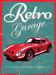 Classic cars retro poster illustration