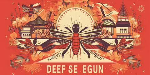 Vector illustration of Mosquito-Borne Dengue Infection