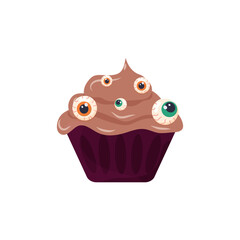 Halloween food, cupcake with eyes and tentacle