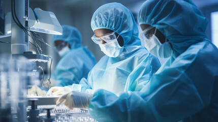 An inspiring photo of scientists working on medical breakthroughs to improve global health 