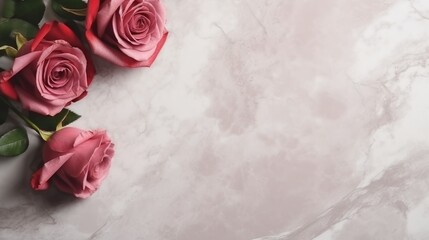 Romantic Roses on Marble Background