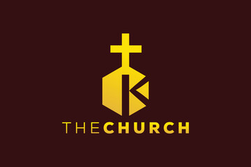 Fototapeta premium Trendy and Professional letter K church sign Christian and peaceful vector logo