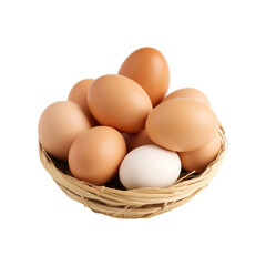 Eggs in a basket isolated on transparent background Remove png created with Generative AI, Clipping Path