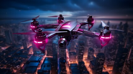 Flying drones, flycopter, created with Generative AI technology