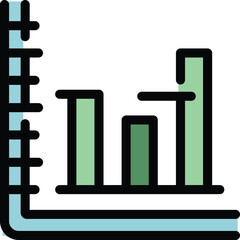 Finance graph chart icon outline vector. Team paper. Office technology color flat