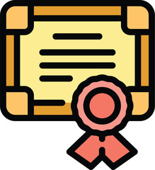 Finance diploma icon outline vector. Paper team. Office job color flat