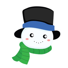 Christmas Faces Snowman Character Cartoon Illustration Vector Clipart Sticker