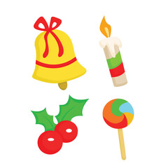 Christmas Decoration Ornament Object Cartoon Illustration Vector Clipart Sticker