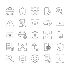 set of black and white security icons vector illustration