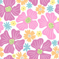 Modern seamless pattern with flowers. 