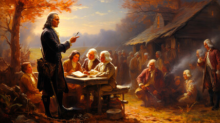 The first proclamation of Thanksgiving. George Washington announced that Thanksgiving would be on November 26th.