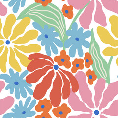 Modern seamless pattern with flowers. 