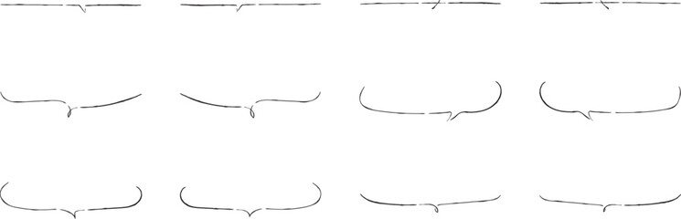 ベクターかわいい手書きの下線ふきだしセット　黒　あしらい　シンプル　Black handwritten vector speech bubble set
