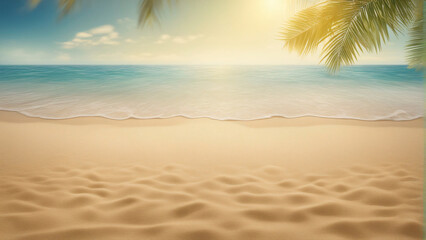 Fototapeta na wymiar beautiful beach with blue sea at sunset with sand