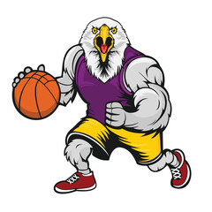 basketball mascot eagle vector art illustration design