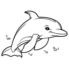 Fototapeta premium Dolphin coloring page outline drawing