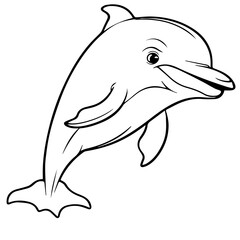 Dolphin coloring page outline drawing